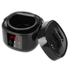 A black wax heater with its lid open, showing the digital display. Produktbild-Vorschau