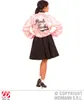 A woman wearing a pink satin jacket and a black skirt, posing from the back. Anteprima dell’immagine prodotto