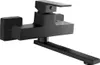 A black wall-mounted faucet with a swivel spout. Podgląd zdjęcia produktu