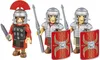 Three toy Roman soldiers in armor, holding weapons and shields. Produktbild-Vorschau