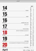 A calendar page showing the month of April with dates and holidays. Produktbild-Vorschau