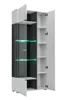 A tall, modern display cabinet with glass doors and internal LED lighting. Produktbild-Vorschau