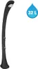 A black outdoor shower with a curved design and a water droplet icon indicating capacity. Produktbild-Vorschau