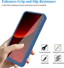 A hand holding a blue phone case with a red screen. Produktbild-Vorschau