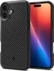 A black phone case is shown next to a smartphone. Produktbild-Vorschau