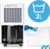 A dehumidifier with its water tank removed, next to a graphic indicating a 2L capacity. Voir les images du produit