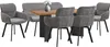 A dining set with chairs and a bench around a table. Produktbild-Vorschau