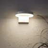 A modern white wall-mounted outdoor light fixture. Produktbild-Vorschau