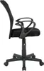 A black office chair shown from the side. Produktbild-Vorschau