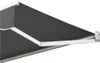 A close-up view of a gray awning extended from its mounting. Produktbild-Vorschau