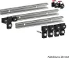 A product shot of metal mounting rails and black plastic mounting brackets with red accents. Anteprima dell’immagine prodotto