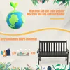 A graphic illustrating the recycling process of HDPE material into a garden bench, with text promoting environmental consciousness. Produktbild-Vorschau