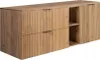 A wooden cabinet with ribbed doors and open shelving. Anteprima dell’immagine prodotto