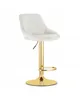 A beige velvet bar stool with a gold base and stem, shown against a white background. Produktbild-Vorschau