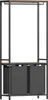 A product shot of a laundry hamper with a hanging rack and shelves. Produktbild-Vorschau