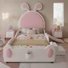 A child's bed with a bunny theme, featuring a slide and stairs. Anteprima dell’immagine prodotto
