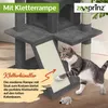 A cat is playing on a cat tree with a ramp. Produktbild-Vorschau