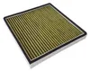 A square air filter with a black frame and yellow pleated filter material. Produktbild-Vorschau