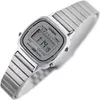 A close-up, angled shot of a silver digital Casio watch with a metal band against a white background. Podgląd zdjęcia produktu