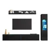 Ensemble mural TV 3 pièces LED noir brillant Ensemble de Voir les images du produit 14