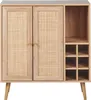 BELIANI Sideboard mit Weinregal Hellbraun mit Rattan Produktbild-Vorschau 5