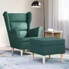 Dunkelgrüner Loungesessel aus Polyester und Gummibaumholz, Produktbild-Vorschau 1
