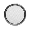 A close-up, top-down view of a round metal sieve with a fine mesh screen. Produktbild-Vorschau