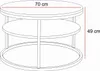A line drawing of a round coffee table with two shelves, showing dimensions. Produktbild-Vorschau