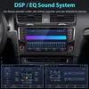 The image shows a car's infotainment system with its EQ sound settings and audio configuration displayed on the screen. Produktbild-Vorschau