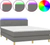 vidaXL Postel Boxspring s matrací a LED diodami Tmavě šedá Náhled obrázku produktu 1