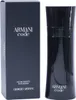 Schwarzer Armani Code Flakon neben dunkelblauer Verpackung mit weißer Aufschrift „Armani Code Eau de Toilette pour Homme Giorgio Armani“. Produktbild-Vorschau