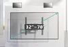 A TV wall mount is shown attached to a large TV screen, with two smaller screens mounted above it on a wall. Diagonal lines indicate the size range of the TV. Náhľad obrázku produktu