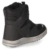 A black winter boot with a gray sole is shown from the side and back. Produktbild-Vorschau