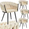 A collage of cream-colored chairs with black legs and textured upholstery. Náhled obrázku produktu