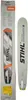 A Stihl chainsaw bar and its packaging are shown side-by-side against a white background. Produktbild-Vorschau