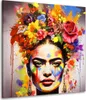 Frida buntes Portrait mit Blumen Pop Art Leinwandbild Produktbild-Vorschau 1
