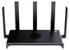 A black router with multiple antennas is shown against a black background. Produktbild-Vorschau