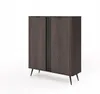 Hohe Kommode Veris Eiche Dunin + Schwarz mit Riffel-Front Produktbild-Vorschau 3