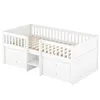 A white wooden children's bed with drawers and a slatted base, shown from a diagonal angle against a white background. Anteprima dell’immagine prodotto