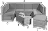 A diagram showing the dimensions of a polyrattan lounge set. Náhled obrázku produktu