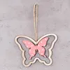 8er Set Holz Anhänger Schmetterling Blume Natur Rosa Lila Produktbild-Vorschau 3