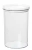 A clear, studio shot of a transparent plastic storage container with a lid. Produktbild-Vorschau