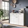 Grote commode Salsa - Rookzilver / Wit hoogglans Productafbeelding-voorbeeld 5