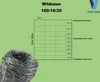 A diagram showing the dimensions and wire thickness of a wild fence, with a roll of the fence in the foreground. Produktbild-Vorschau