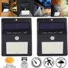 Collage of solar wall lights and icons representing features. Voir les images du produit