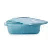 A blue food storage container with a lid slightly ajar, shown against a white background. Produktbild-Vorschau