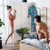 Relaxdays Paravent 3-teilig Weiss-Hellbraun Produktbild-Vorschau 3