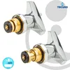 Two chrome faucet valve stems with brass and black components are shown against a white and light gray background. Produktbild-Vorschau