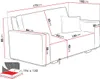 A diagram showing the dimensions of a sofa bed. Náhled obrázku produktu