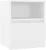 A white nightstand with an open shelf and a drawer. Produktbild-Vorschau